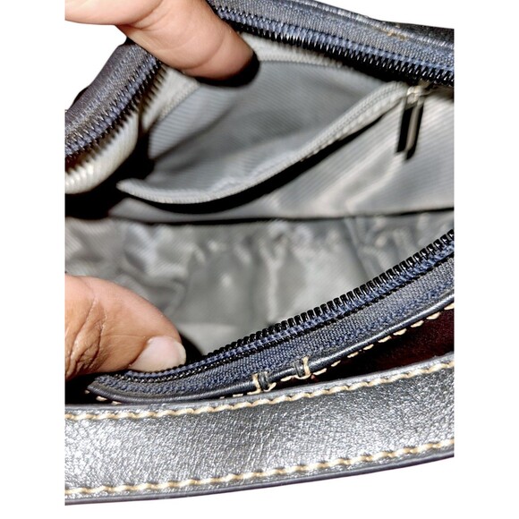 No Brand All Weather Leather Navy Blue Smooth Small Crescent Bag Purse 9.5"x5.5" - Picture 5 of 6